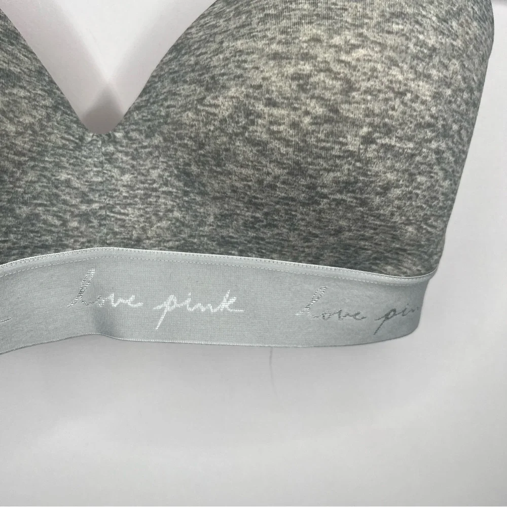 PINK Wear Everywhere Wireless Lightly Lined Bra Heather Grey Size 32DD (E) - Picture 4 of 10